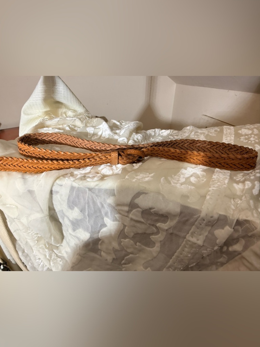 Braided Tan Argentina Cowhide Leather Belt size 38